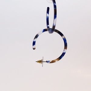 Small blue acrylic tortoise shell hoops